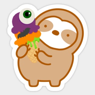 Cute Halloween Eye Scream Ice Cream Sloth Sticker